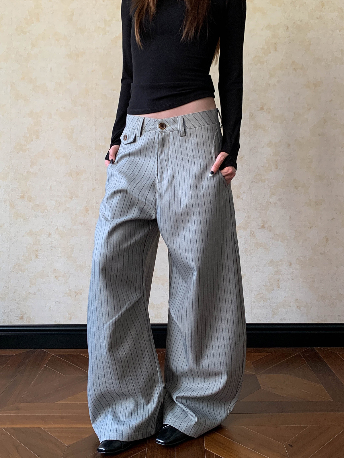 Tailored Trouser Wide - Pantalones Casuales de Estilo Urbano Americano